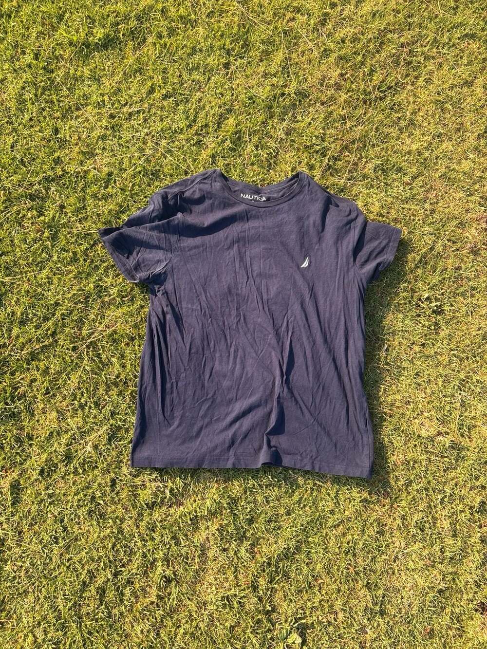 Nautica Men's Navy Blue Short Sleeve Crewneck J-Class Logo Deck T-Shirt